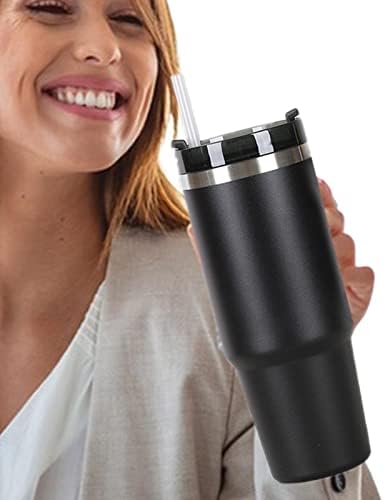 Cyhamse Stainless Steel Tumblers | 30oz Stainless Steel Bottle Vacuum Insulated Tumbler with Straw and Handle - Portable Travel Insulated Tumbler for Hot and Cold Drinks