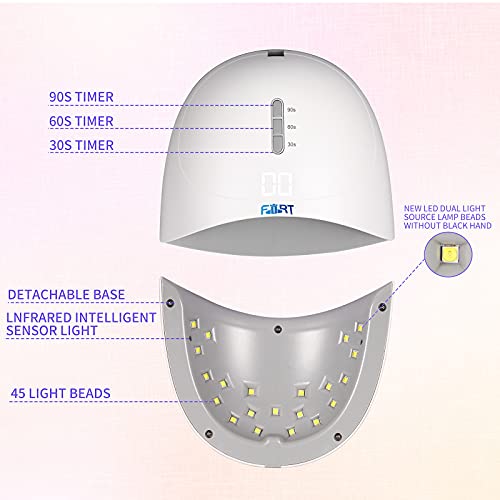 Fort Gel Uv Nail Lamp, Uv Led Nail Dryer Light For Gel Nails 3 Timers For Gel Nails Polish Manicure Professional Salon Curing Lamp 36W (White) #TOP2