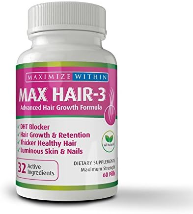 Maximize Within Max Hair-3 Advanced Hair Growth Formula,for Longer, Stronger, Healthier Hair-Scientifically Formulated with Biotin, Keratin, Bamboo for Beautiful Hair, Glowing Skin and Strong Nail