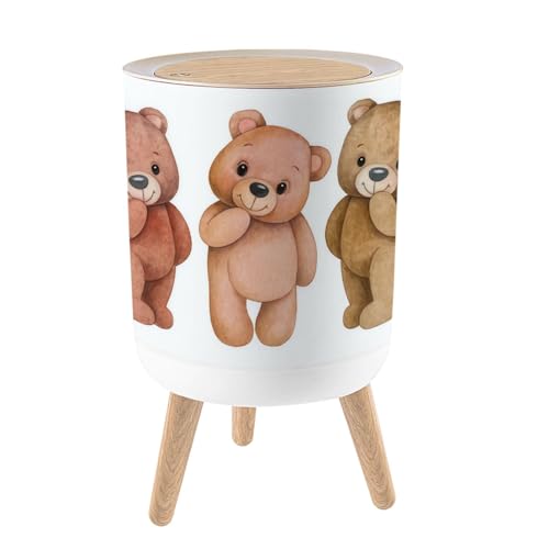 Caneca de basura redonda con tapa press-top 7L marrón