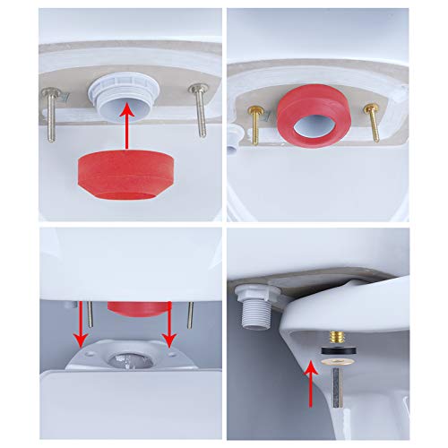 Ifealclear Universal Toilet Tank To Bowl Gaskets &Bolt Kit,Hardware Fits Most 2-Inch/2.5-Inch Flush Valve Opening Toilet Tanks-Red #TOP5