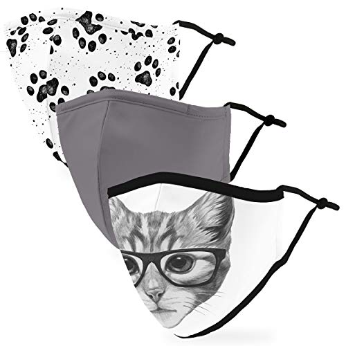 Weddingstar 3 Pack Adult 3-Ply Washable Cloth Face Mask Reusable And Adjustable With Filter Pocket - Cat Lovers #TOP17