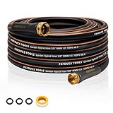 FXFOUCS Heavy Duty Garden Hose – 5/8 Inch Flexible, Lightweight Hybrid Hose with 600 PSI Burst Pressure, Swivel Handle,All-Weather Water Hose, Durable Copper Male/Female Fittings (Black, 50FT)