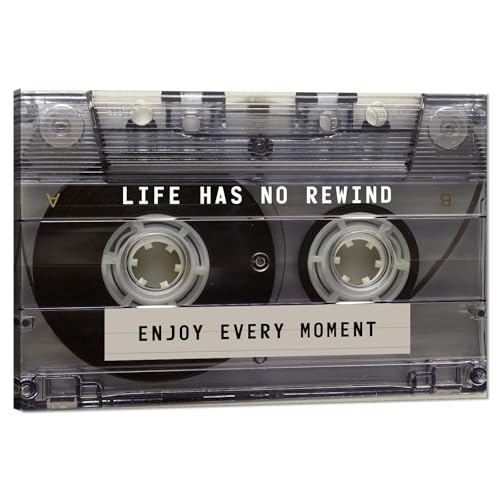 Novatique Retro Cassette Tape Wall Art Inspirational Office Canvas Wall Art Positive Quotes Music Tape Artwork Music Art Room Decor Inspiring Pictures Print for Living Room Bedroom, 24 x 36inch
