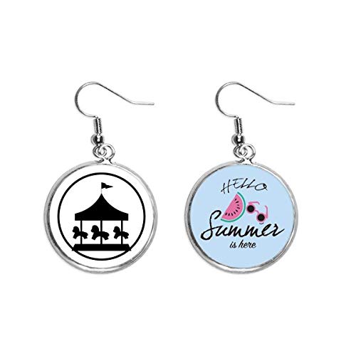 Pendientes de sandía ligeros que no dañan el lóbulo con diseño carrusel negro