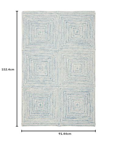 Image of Hand Tufted Wool Carpets Anti Shedding Rug Modern Carpets for Living Room Size 3x5 Feet
