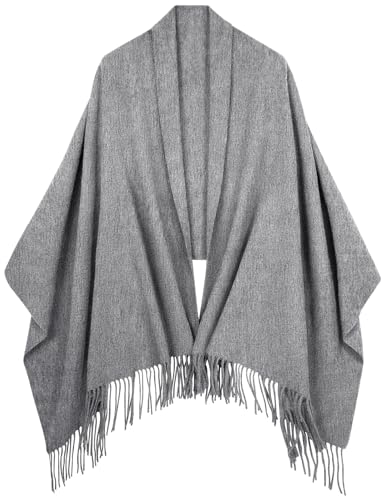 Xnova Pashmina Schal Damen Winterschal Kuschelig Wollschal Stola Für Abendkleid Schultertuch Tücher Warm Poncho Damenschal Weiche Großer Deckenschal mit Geschenkbox, Dunkelgrau