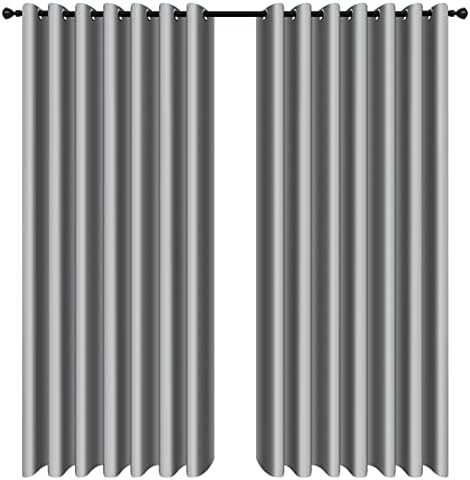 100% Blackout Curtains - Eyelet Ring Top Thermal Insulated Curtains, Noise Reducing & Energy Saving Curtains for Bedroom/Living Room/Nursery, W66 x L90 Inch (168cm x 229cm), 2 Pieces, Duck Egg
