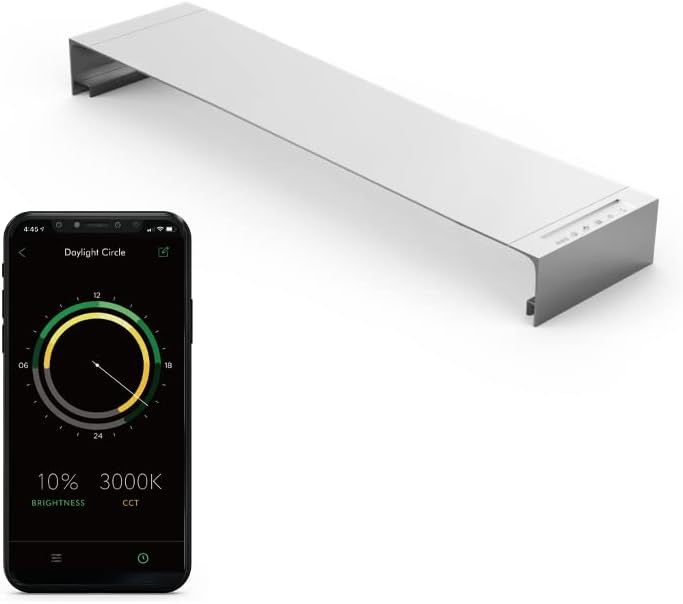 ONF Flat One+ 36 Inch 24/7 Cycle Aquarium Light, Yellow White Full Spectrum Colorfull LED Light, Fish Tank Light Brightness Dimmable & Color Temperature APP Controlled, Sunrise & Sunset, Hood Style