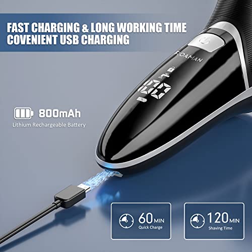 Electric Razor For Men,Rechargeable 3D Rotary Mens Electric Shaver Wet Dry Ipx7 Waterproof With Pop-Up Beard Trimmer,Corded Cordless Play, Wet And Dry Painless 100-240V Black #TOP2