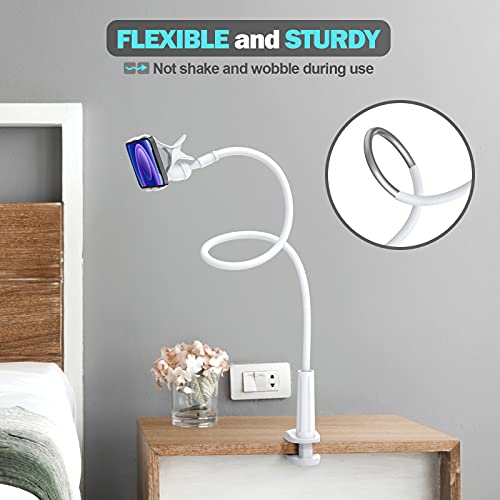Gooseneck Phone Holder for Bed, Flexible Lazy Arm Mount 360 Adjustable Mobile Phone Clamp Bracket Stand Desk for iPhone 12 Mini 13 12 Pro 11 Pro Xs Max XR X 8 7 6 Plus, Samsung S20 S10 S9, Smartphones