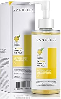 Lanbelle Deep Cleansing Oil Korean Oil Cleanser 6.76 Oz Face Wash All Naturally-Derived GrapeSeed Oil Lemon Vegan Dry Sensitive Acne-Prone Skin Age Defying Makeup Remover Melting Blackhead Sebum Care