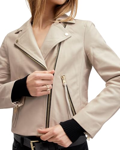Image of AllSaints Women's Leather Jacket Dalby Biker