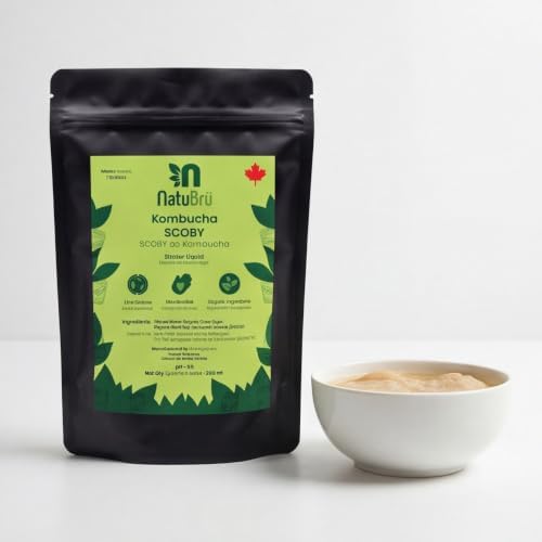 Kombucha Scoby with Starter Fluid, Ingredients Organic, Kombucha Scoby Live Culture by Natubrü - Made In Canada - 1 Pack - 2