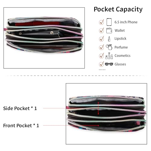 Wallet for Women,Large Capacity Flower Wristlet Wallet Oxford Cloth Pouch 3 Layers Handbag Coin Purse,Style-74