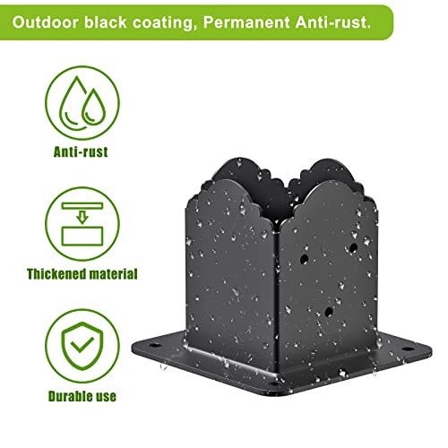 Insaga 4X4 Post Base, Inner Size 3.6'' X 3.6'' Wood Fence Post Anchor Base, Heavy Duty Post Base Brackets For Pergola Fence Kit, Deck Post Base, Porch Railing Post Holders (Set Of 2) #TOP2