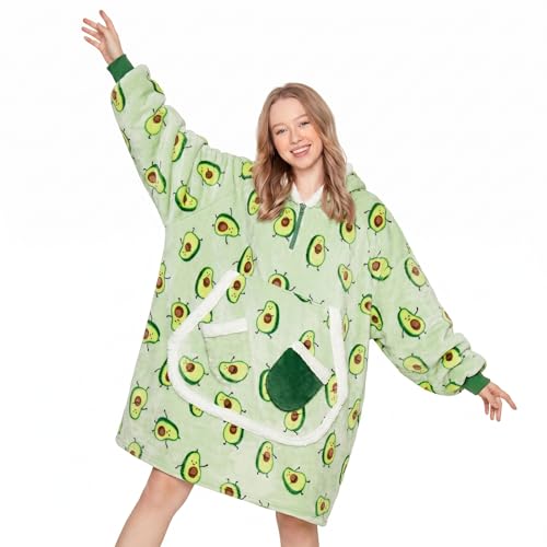 OLAOLA Wearable Blanket Hoodie Hooded Blanket with Pocket Avocado