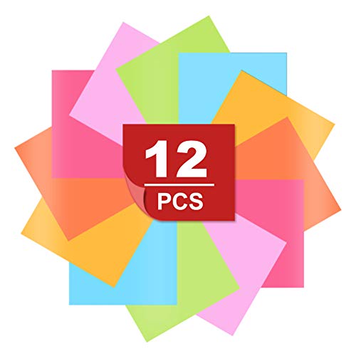 HTV Heat Transfer Vinyl Bundle - 12 Pack 12 x10  Neon Color Iron On Vinyl, Easy to Weed HTV Vinyl Compatible with Silhouette Cameo or Heat Press (6 Colors)