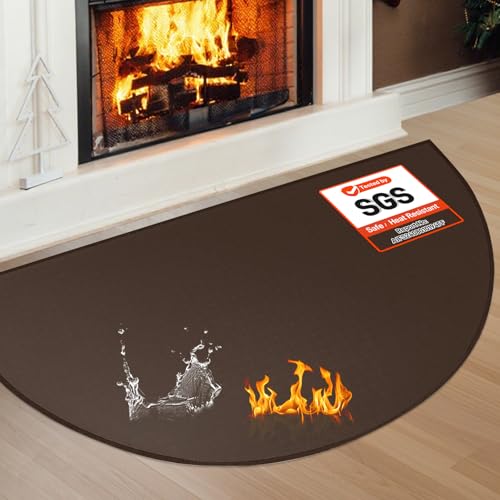 Fireplace Mats Fireproof, 2' x 3'6'' x 0.04'' Fire Retardant Rugs for Fireplace, Wood Stove Hearth Pads for Fireplace Indoor, Fireplace Rug Protects Floors Carpets from Sparks Embers, Brown