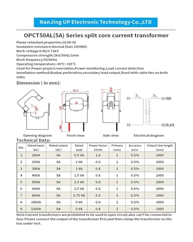Transformador de corriente OPCT50AGL para medir consumo sin cortar el cableado 4