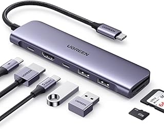 UGREEN USB C Hub, 7 in 1 USB C Adapter with 4K HDMI, 100W PD, USB-C and 2 USB-A Data Ports 5Gbps, SD/microSD Card Slot, USB C Dongle for MacBook M1/M2, Steam Deck, iPad Pro, S21, Surface and More