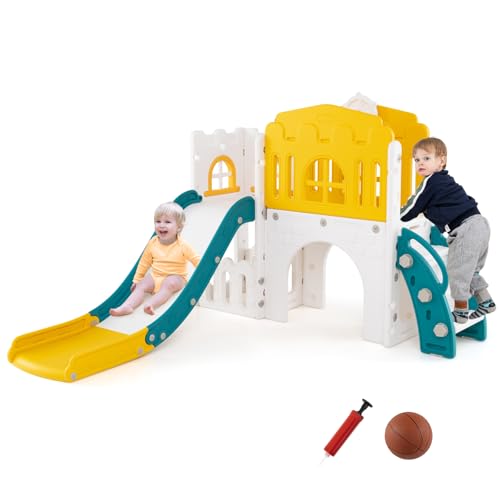 COSTWAY Scivolo per Bambini 9 in 1, Set da Gioco con...