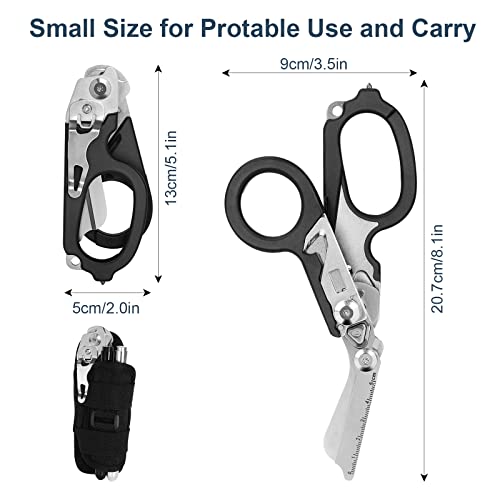 Dekeliy 6 In1 Multifunction Emergency Response Shears, Stainless Steel Foldable Trauma Shears With Strap Cutter And Glass Breaker,Medical Scissors With Holster And Penlight thumb #1