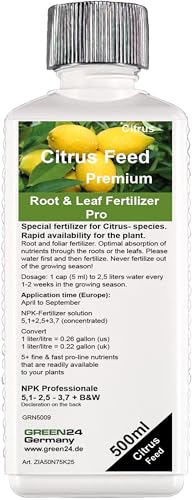 GREEN24 Engrais pour citrus, fertilisation de citrus, engrais liquide HIGH-TECH de qualité supérieure de la gamme professionnelle, engrais complet NPK pour citrus 500 ml concentrer