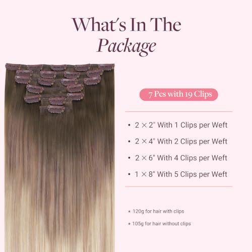 Image of GOO GOO Clip in Hair Extensions Real Human Hair Balayage Remy Extensions