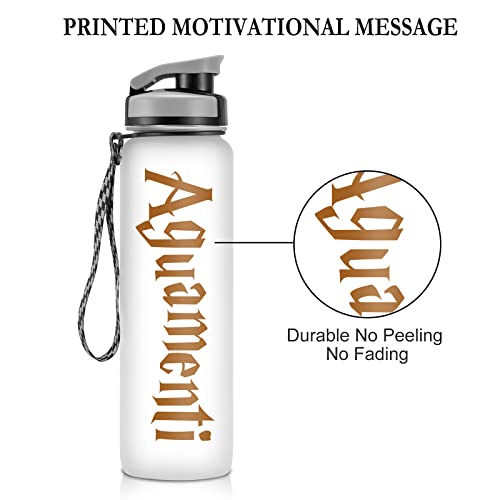 Leado 32Oz 1Liter Motivational Water Bottle With Time Marker - Aguamenti, Hp Merchandise - Funny Potterhead Birthday Gifts For Women, Men, Friends, Mom, Dad, Wife, Husband, Sister, Daughter, Coworker #TOP1