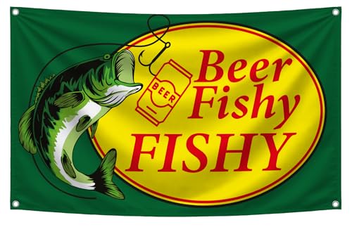 3X5 Feet Beer Fishy Fishy Single Sided Flag with 4