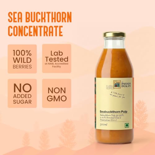 Image of My Pahadi Dukan 1200ml Himalayan Sea Buckthorn Berry Pulp, Antioxidants, Rich in omega 3 6 7 9 and vitamin C, Boosts Immunity, Skin Glow and Gut Health, No Added Sugar, Plant-Based Wellness Drink
