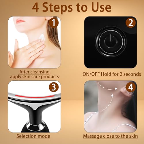 vgy 7-in-1 face massager tool for skin care multi-function electric red light therapy for face wrinkles double chin black