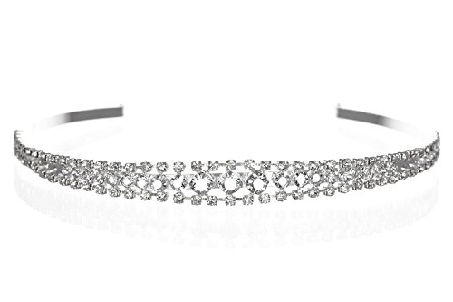 Venus Jewelry Femme Simple élégant strass cristal bandeau tiare Argent placage cristaux clairs Cover