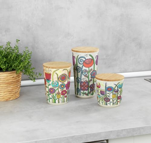 Foto von WENKO Vorratsdose Mod. Garden aus nachhaltigem Bambus 3er Set für elegante und umweltfreundliche Aufbewahrung in Küche und Haushalt 15x10x10 cm
