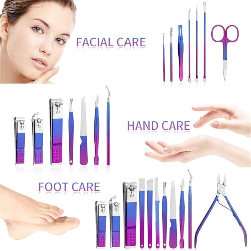 Kit de manucure et pédicure professionnel 9 pièces avec outils de toilettage en acier inoxydable et étui de voyage