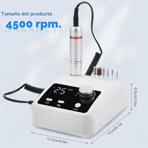 Lima eléctrica uñas y pulidor profesional 45000 RPM con 6 brocas kit 2