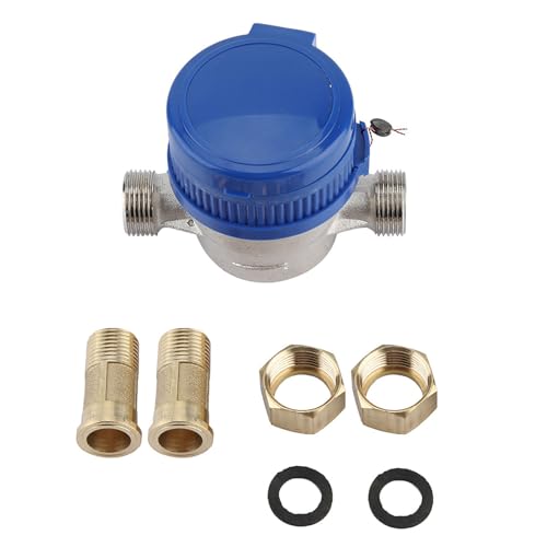 Compteur d'eau en cuivre au cadran transparent LiebeWH, laiton durable pour la maison