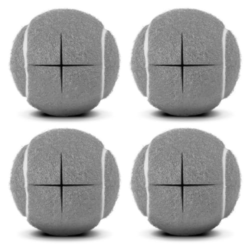 4 Pcs Tennis Balls Precut for Walkers Pre Cut, Walkers Legs Universal Precut GlideBalls for Indoor, Silent Gliding and Floor Protection（Grey）