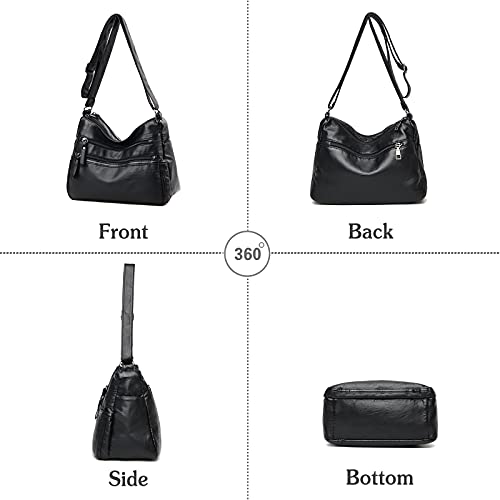 PORRASSO Women Crossbody Bag Multi-pocket Shoulder Bag Leather Waterproof4