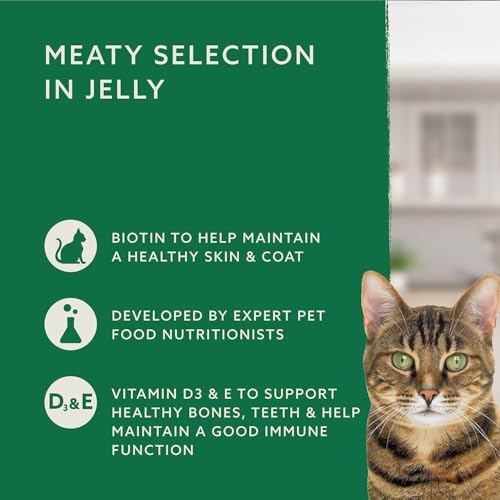 by Amazon Grain-Free Complete Balanced Wet Food for Adult Cats, Meat Selection in Jelly, 4.8 kg (48 pouches of 100g) - Image 6