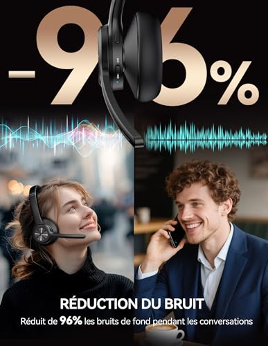 Casque micro Bluetooth wireless pour ordinateur portable et gestion de centre d'appels