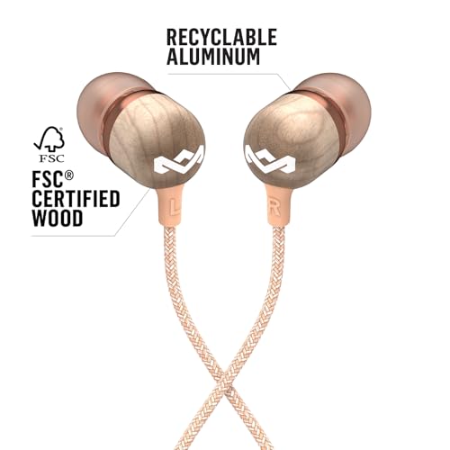 Image of House of Marley, Smile Jamaica Wired In-Ear Headphones - In-line Microphone with 1-Button Remote, Noise Isolating, Durable, Tangle Free Cable, EM-JE041-CP Copper