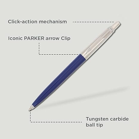Parker Jotter Standard Chrome Trim Ballpoint Pen | Ink Color Blue | Blue Body Color | Designed for Students, Writers, and Professionals - Image 3
