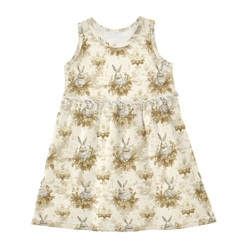 ALAZA Vintage BunnyGirls Dress Sleeveless Easter Rabbit Girl Casual Summer Dresses Girls Sundress, 2-8years