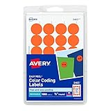 Avery Print/Write Self-Adhesive Removable Labels, 0.75 Inch Diameter, Orange, 1008 per Pack (5465)