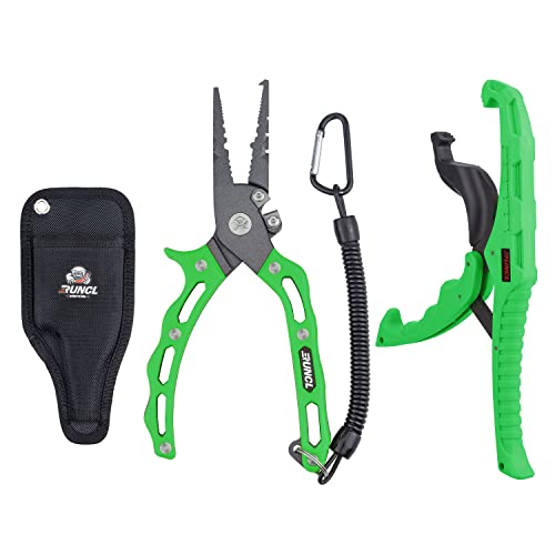 Fishing Pliers Kit for Saltwater and Freshwater Anglers, Fishing Remover Extractor, Multipurpose Fishing Tool for Split Ring, Line Cutter, Non-Slip Handle Plier
