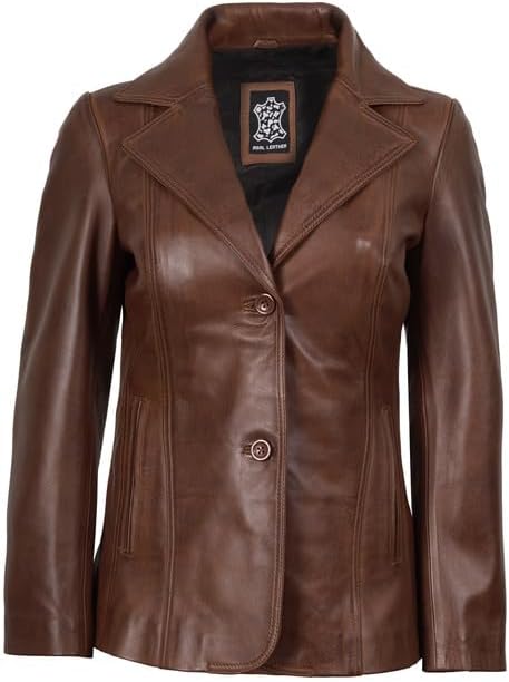 Decrum Real Leather Blazer Women - Casual Stylish Lambskin Leather Coat for Women - Image 4