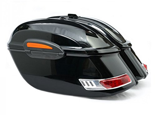 SPAAN Borse laterali rigide moto nero lucido abs per moto custom 50 litri x2 con staffe
