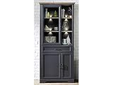 möbelando Vitrine Standvitrine Vitrinenschrank Holzvitrine Wohnzimmerschrank Jillana I Graphit/Artisan Eiche